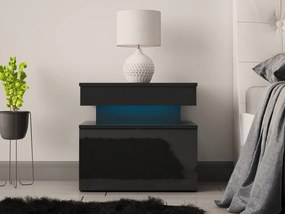 Noptieră Lesteralo 1S (Negru + lucios negru) (cu iluminat LED albastru). Promo -17%. 1104513