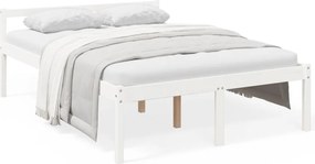 vidaXL Pat pentru seniori, alb, 140x190 cm, lemn masiv de pin