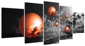 Tablou abstract - sfere portocalii (150x70cm)