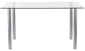 Masă de dining pătrată Berna 140 cm din sticlă transparentă