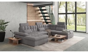 Colțar gri extensibil, cu spațiu de depozitare (cu colț pe partea dreaptă, în formă de "U") Merkur – Ropez