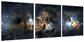 Tablou - Universul cu Nebula (cu ceas) (90x30 cm)