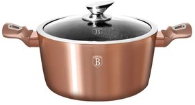 Oală marmorată cu capac 28 cm, 6 L – Berlinger Haus BH 1516N, Rose Gold Metallic Line, antiaderentă, inductie