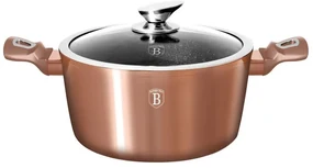 Oală marmorată cu capac 28 cm, 6 L – Berlinger Haus BH 1516N, Rose Gold Metallic Line, antiaderentă, inductie