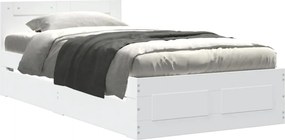 vidaXL Cadru de pat cu tăblie, alb, 75x190 cm, lemn prelucrat