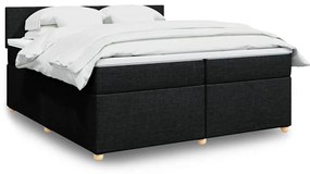vidaXL Pat box spring cu saltea, negru, 200x200 cm, textil