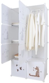 Dulap modular pentru copii, model alb / maro, KIRBY