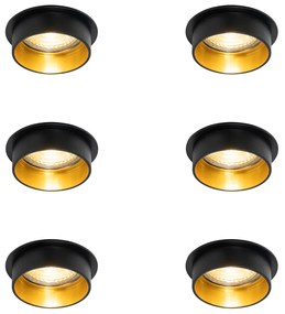Set de 6 spoturi încastrate moderne negre cu interior auriu - Insta