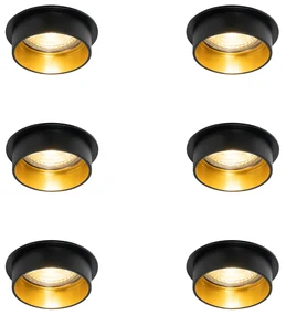Set de 6 spoturi încastrate moderne negre cu interior auriu - Insta
