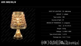 Veioza, lampa de masa LUX cristal Bohemia S35 369/01/6