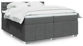vidaXL Pat box spring cu saltea, gri închis, 200x200 cm, textil