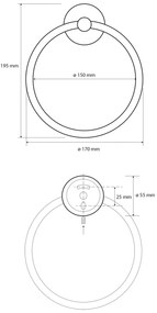 Suport pentru prosoape Sapho XR411W X-Round White circular , alb