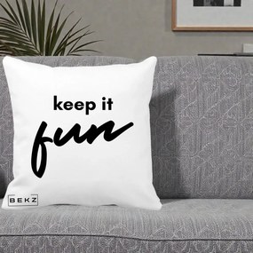 Perna Decorativa Keep It Fun, 40x40 cm, Alba Mata, Husa Detasabila, Perna Inclusa, BEKZ®