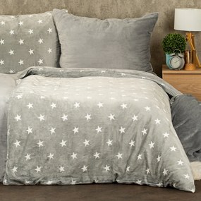 Lenjerie de pat microflanel 4Home Stars gri , 140x 200 cm, 70 x 90 cm