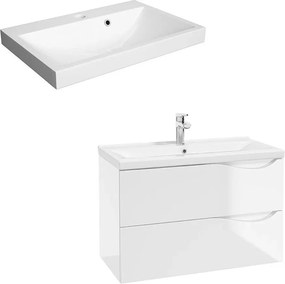 Set dulap baza suspendat Defra Murcia alb cu lavoar compozit Olex 80