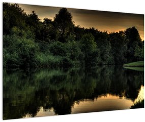 Tablou cu lac în pădure (90x60 cm)