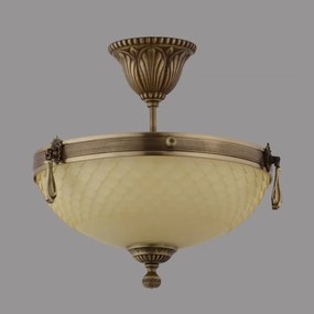 Lustra Vanilla cu Diam 33 cm, Desing Clasic, Finisaj Bronz Antic, Abajur Crem - Bussy Lighting 3062-52-42A
