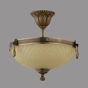 Lustra Vanilla cu Diam 33 cm, Desing Clasic, Finisaj Bronz Antic, Abajur Crem - Bussy Lighting 3062-52-42A