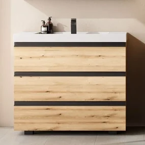 Set mobilier baie (masca stativa cu 3 sertare si lavoar) Kolpa San Harmony 70x48xH90, stejar natur