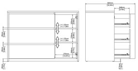 Comodă albă-în culoare naturală cu aspect de lemn de stejar 119x84x48 cm Next – Tvilum