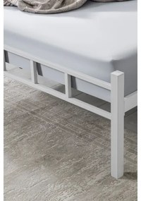 Pat dublu din metal ORMEL 160x200 cm, alb, capacitate de încărcare 200 kg