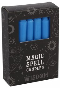 Set 12 lumanari albastre pentru ritualuri de intelepciune, 10x1 cm