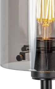 Lampa de podea de design neagră cu sticlă fumurie - Dome