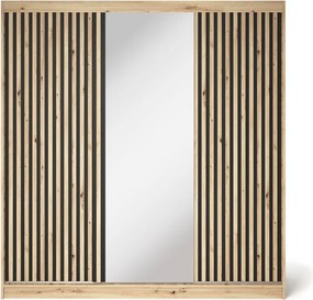 Dulap cu uși glisante Emerio III, 180x60x204 cm – Stejar Artisan
