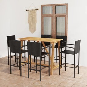 3067972 vidaXL Set mobilier bar de grădină, 7 piese, negru