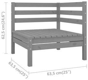 Canapea de colt pentru gradina, gri, lemn masiv de pin Gri, Canapea coltar, 1