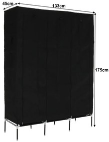 Organizator de garderoba, material textil metal, negru, TARON VNW05