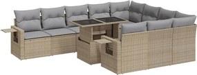 vidaXL Set canapele de grădină cu perne, 11 piese, bej, poliratan
