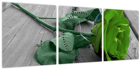 Tablou - Trandafir verde (cu ceas) (90x30 cm)