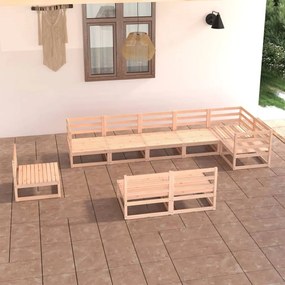 3075634 vidaXL Set mobilier de grădină, 9 piese, lemn masiv de pin