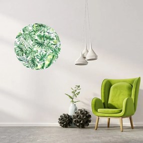PIPPER. Autocolant circular de perete „Frunze tropicale” mărimea: 60cm