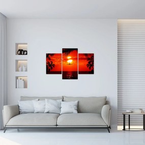 Tablou - apus de soare cu avion (90x60 cm)