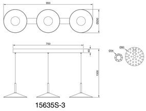 Lustra suspendata cu 3 pendule LED metal negru LAMPONE