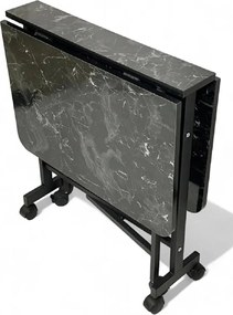 Masa Bucatarie pliabila cu roti Homs negru marmorat 120 x 80 x 74 cm