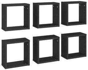 807003 vidaXL Rafturi de perete cub, 6 buc., negru, 30x15x30 cm