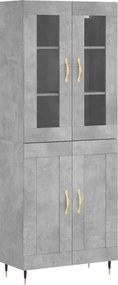 vidaXL Dulap înalt, gri beton, 69,5x34x180, lemn compozit