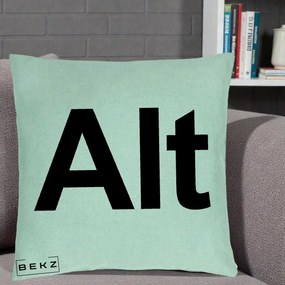 Perna Personalizata Tasta Alt Tipografie Bold, 40x40 cm, Verde Menta, Husa Detasabila, Perna Inclusa, BEKZ®