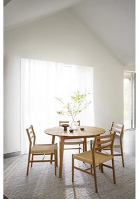 Masă de dining natural rotundă extensibilă din lemn masiv de stejar ø 120 cm Filippa – Rowico