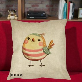 Perna Decorativa Pui Kawaii Pastel Dungat, 40x40 cm, Crem, Husa Detasabila, Perna Inclusa, BEKZ®