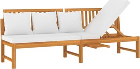 vidaXL Pat de zi cu perne crem, 200x60x75 cm, lemn masiv de acacia