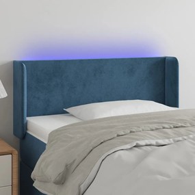 vidaXL Tăblie de pat cu LED, albastru închis, 83x16x78/88 cm, catifea