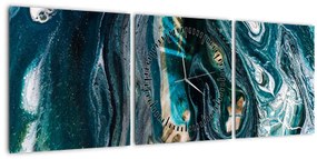 Tablou cu abstracție (cu ceas) (90x30 cm)