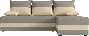 Coltar extensibil de colt VALERIO SLIM, gri deschis/bej, reversibil, 200x140 cm + 2 perne GRATUIT