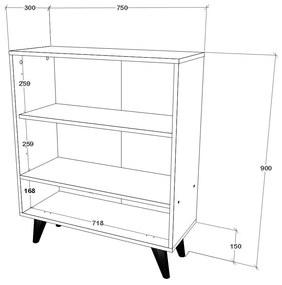 Comoda TV Malta, 3 Usi, Stejar Artisan, 75 x 30 x 90 cm