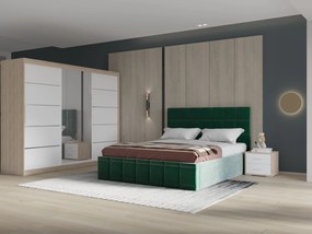 Set dormitor Royal 250, Verde cu Dulap Sonoma/Alb