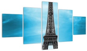 Tablou cu turnul Eiffel ți mașina albastră (125x70 cm), în 40 de alte dimensiuni noi